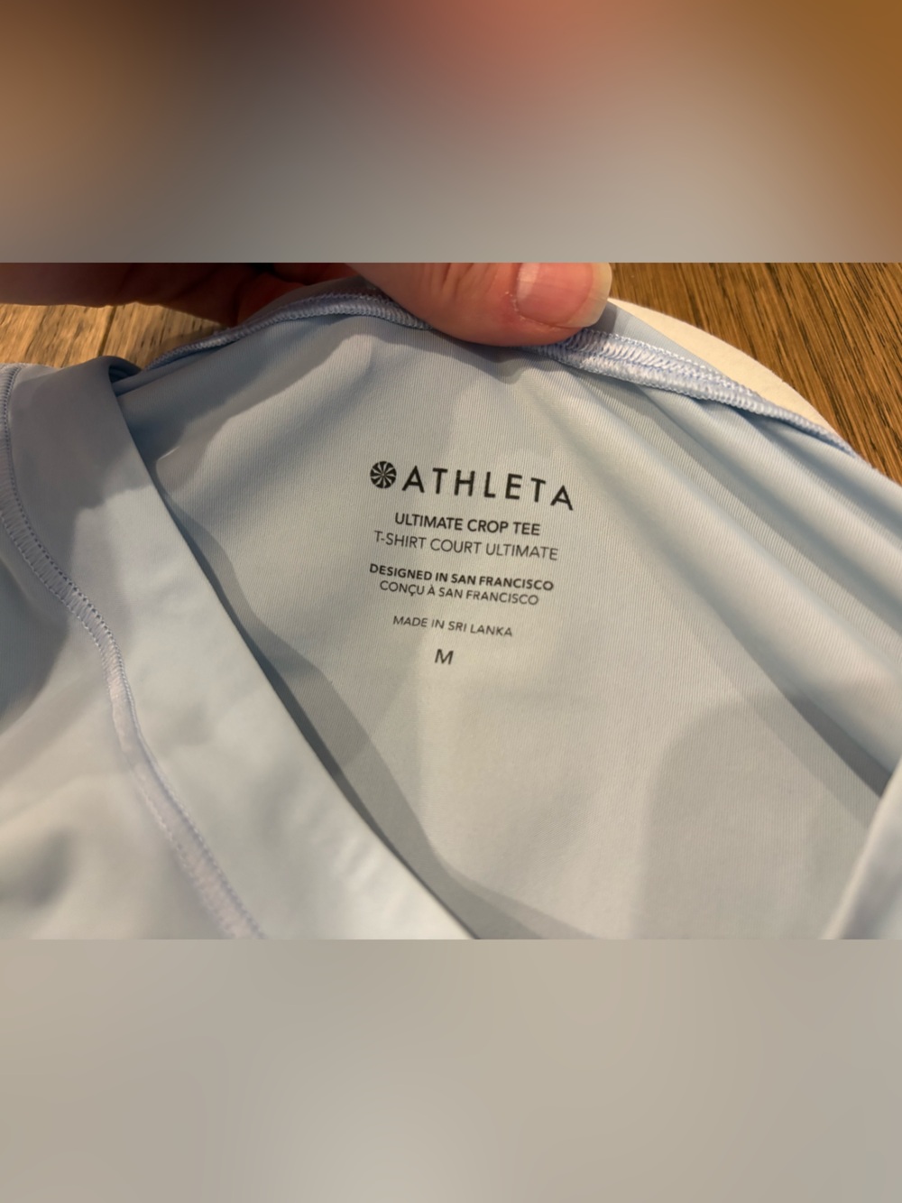 Athleta Ultimate Crop Tee in Light Blue